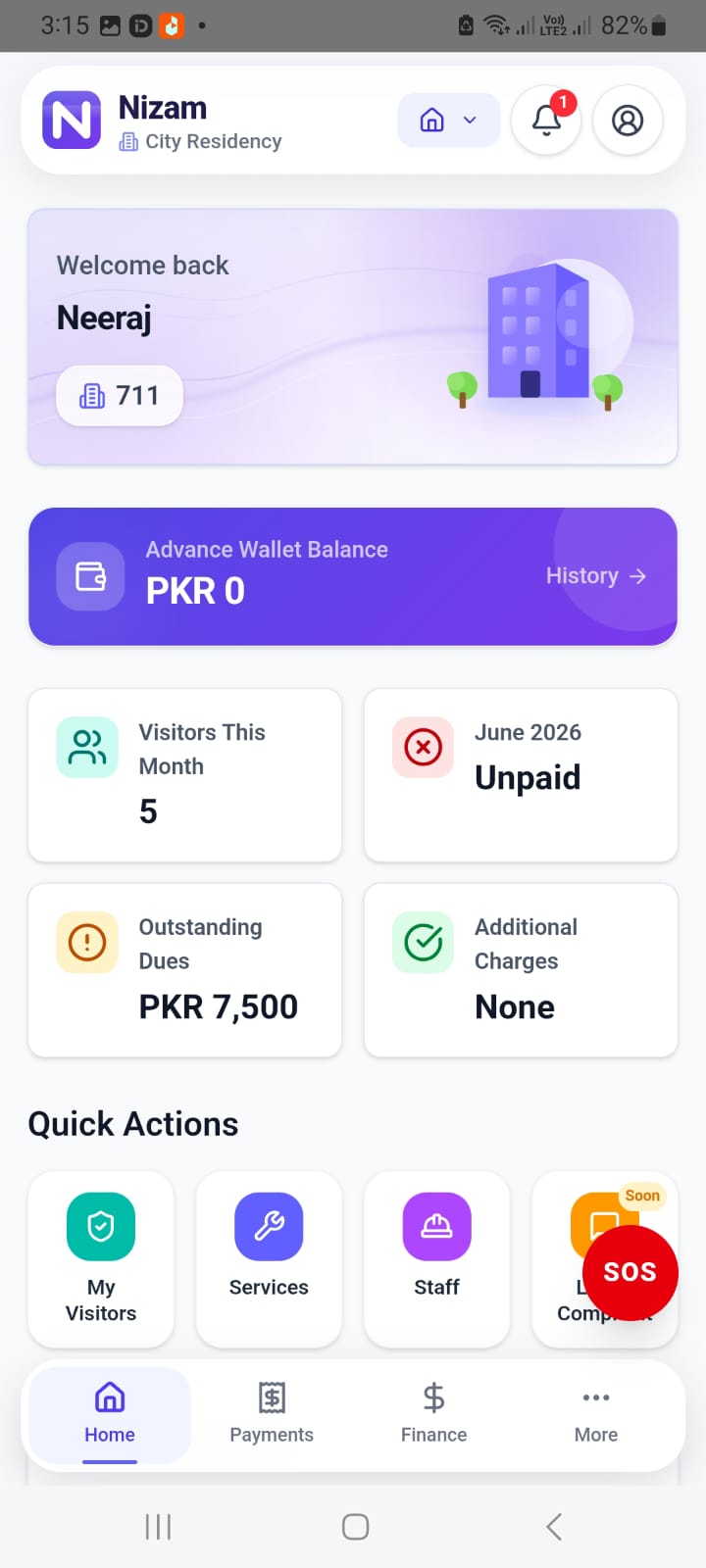 Resident home screen